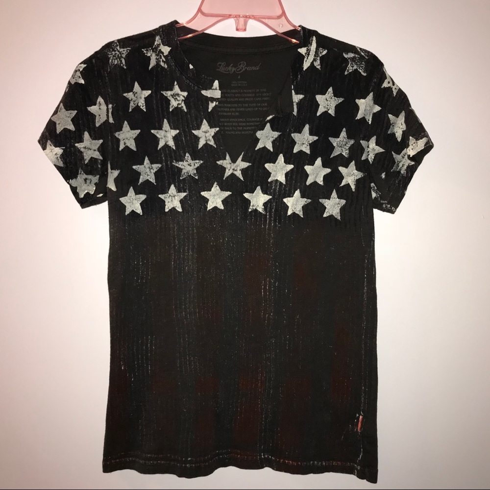Lucky Brand American Flag Stars and Stripes Tee